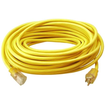 Master Electronics SJTW Extension Cord, 12 AWG, Indoor/Outdoor, 12/3, 1 Outlets, Yellow, Vinyl, 100 ft 455865